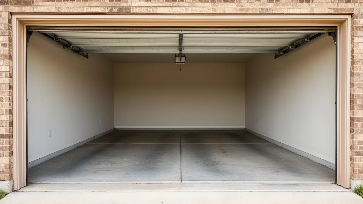 Empty Fort Worth residential garage after a full cleanout with floor swept and clutter hauled away